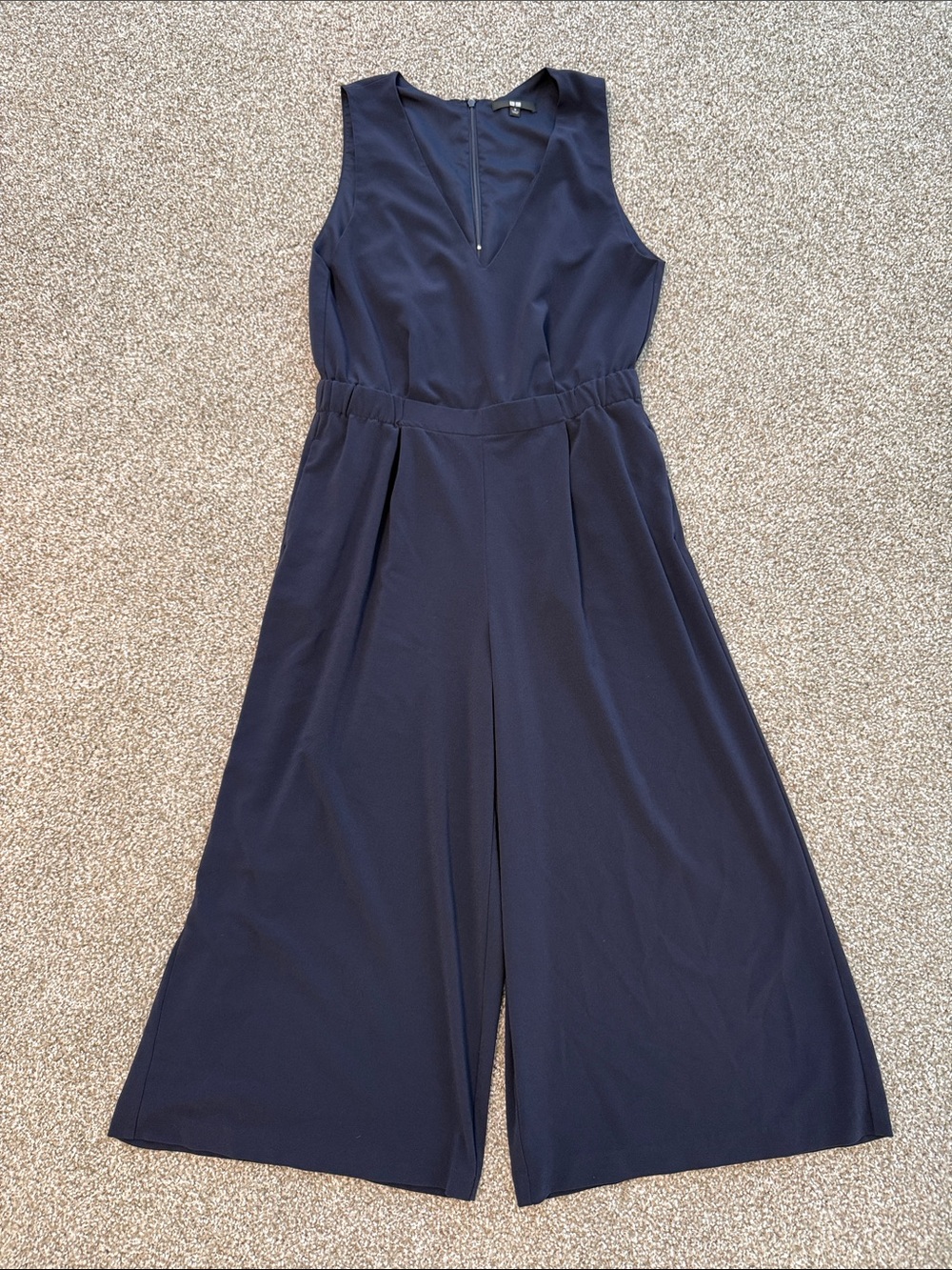 Uniqlo Navy Sleeveless V-Neck Wide-Leg Jumpsuit M